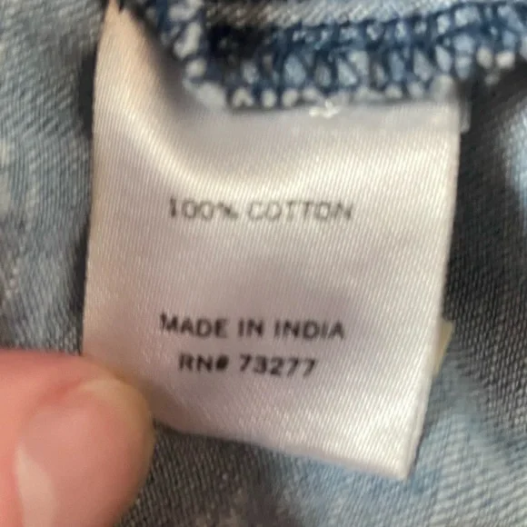 Sonoma pull on chambray shorts light blue dot pattern mid rise elastic sz medium - Picture 6 of 9